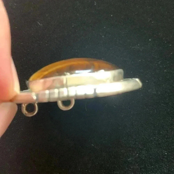 Sterling silver and tiger eye pendant southwestern large - Picture 5 of 7